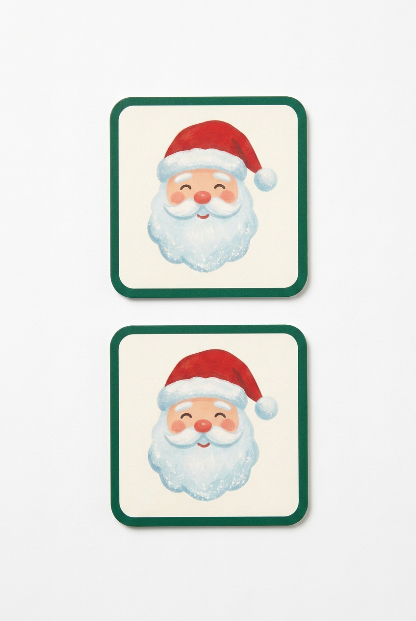 Merry Match Christmas Picture Pairing Cards — A Festive Tabletop Game Concept with Cheerful Santa Illustrations & Emerald Star-Pattern Backs