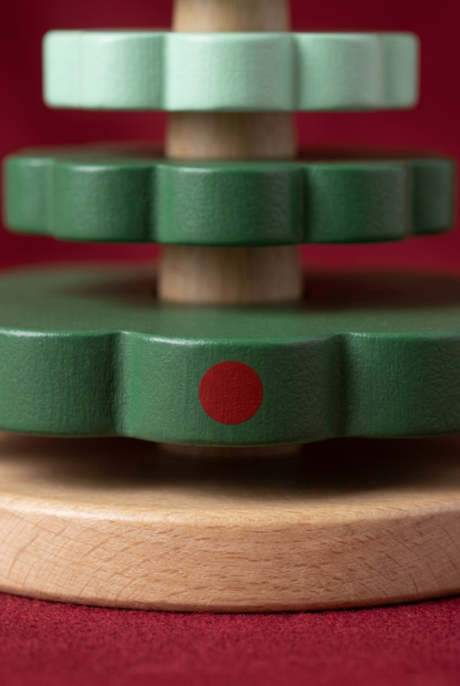 Evergreen Layers Christmas Tree Stacking Toy in Forest & Mint Green — A Star-Topped Festive Building Concept for Tabletop Play