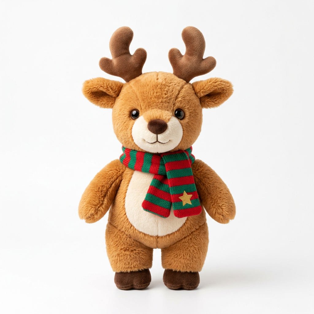 Christmas reindeer plush concept on white background